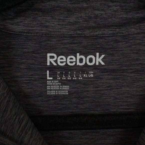 Reebok Gray Quarter Zip Mock Neck Long Sleeve Thumb Hole Pullover Shirt Size L - Picture 7 of 10